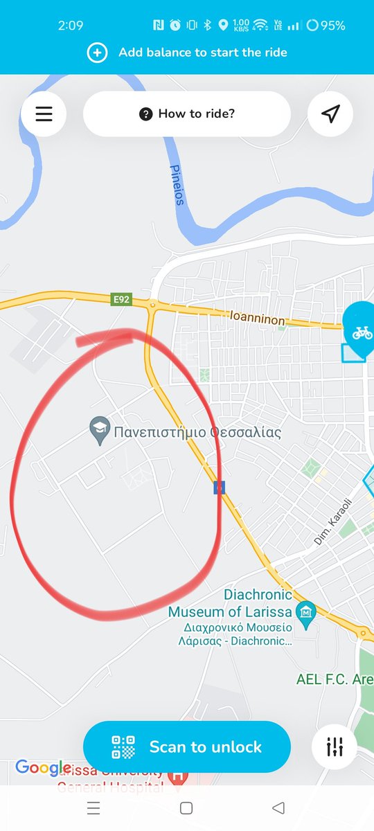 ThanasisG4's tweet photo. @mercurygreece Please, can you add the ability to park/leave the bikes at the University of Thessaly in Larissa? It would be so convenient to be able to pick up a bike and go to the city center and back. https://t.co/ydEvrSHCFA