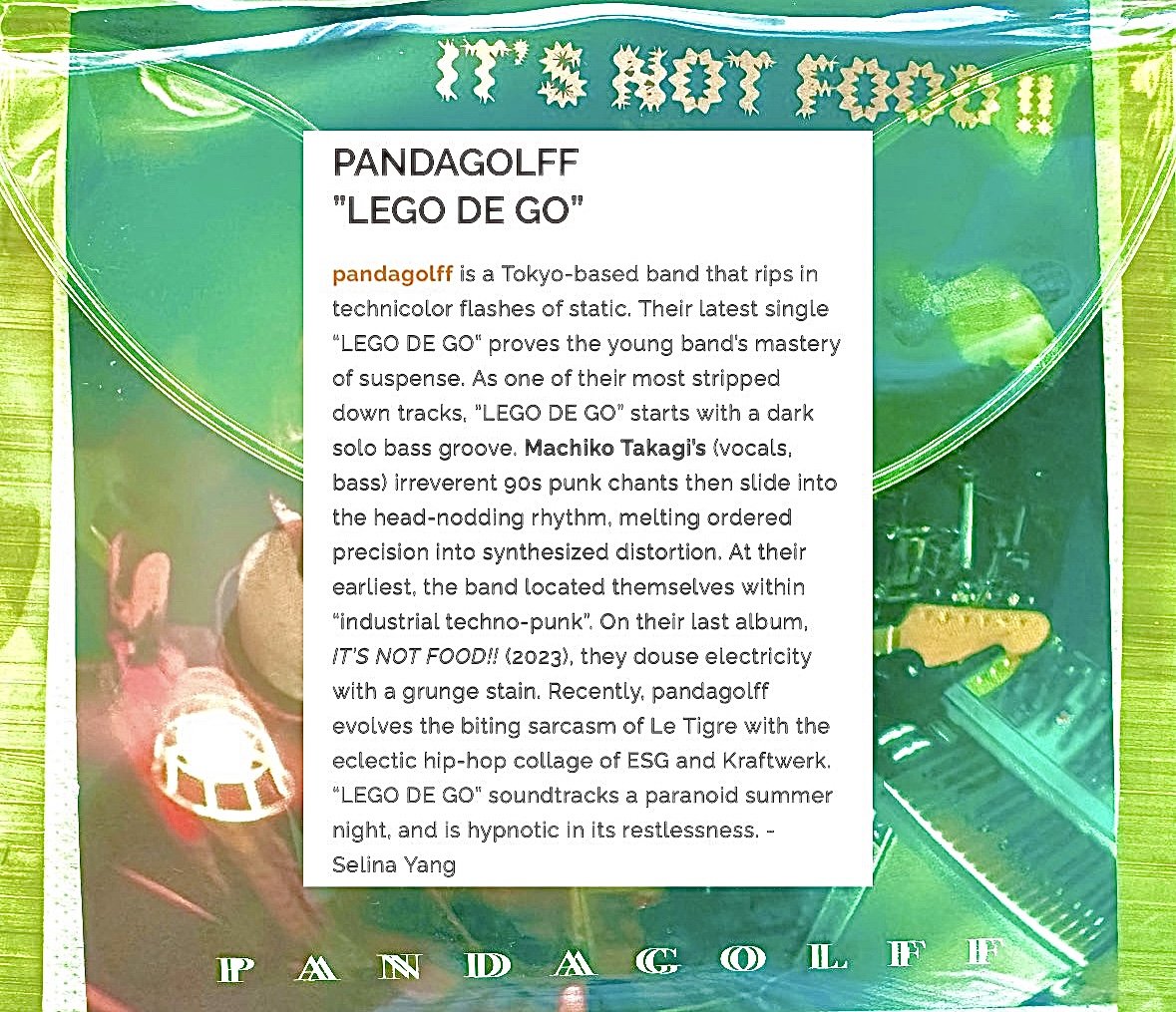 selina y. (@y_aniles) on Twitter photo my write up is up on @post_trash!
<a href="/pandagolff/">pandagolff</a>'s latest single is infectious, def one of my favorite bands at the moment and a hidden gem ~ my write up is up on @post_trash!
<a href="/pandagolff/">pandagolff</a>'s latest single is infectious, def one of my favorite bands at the moment and a hidden gem ~