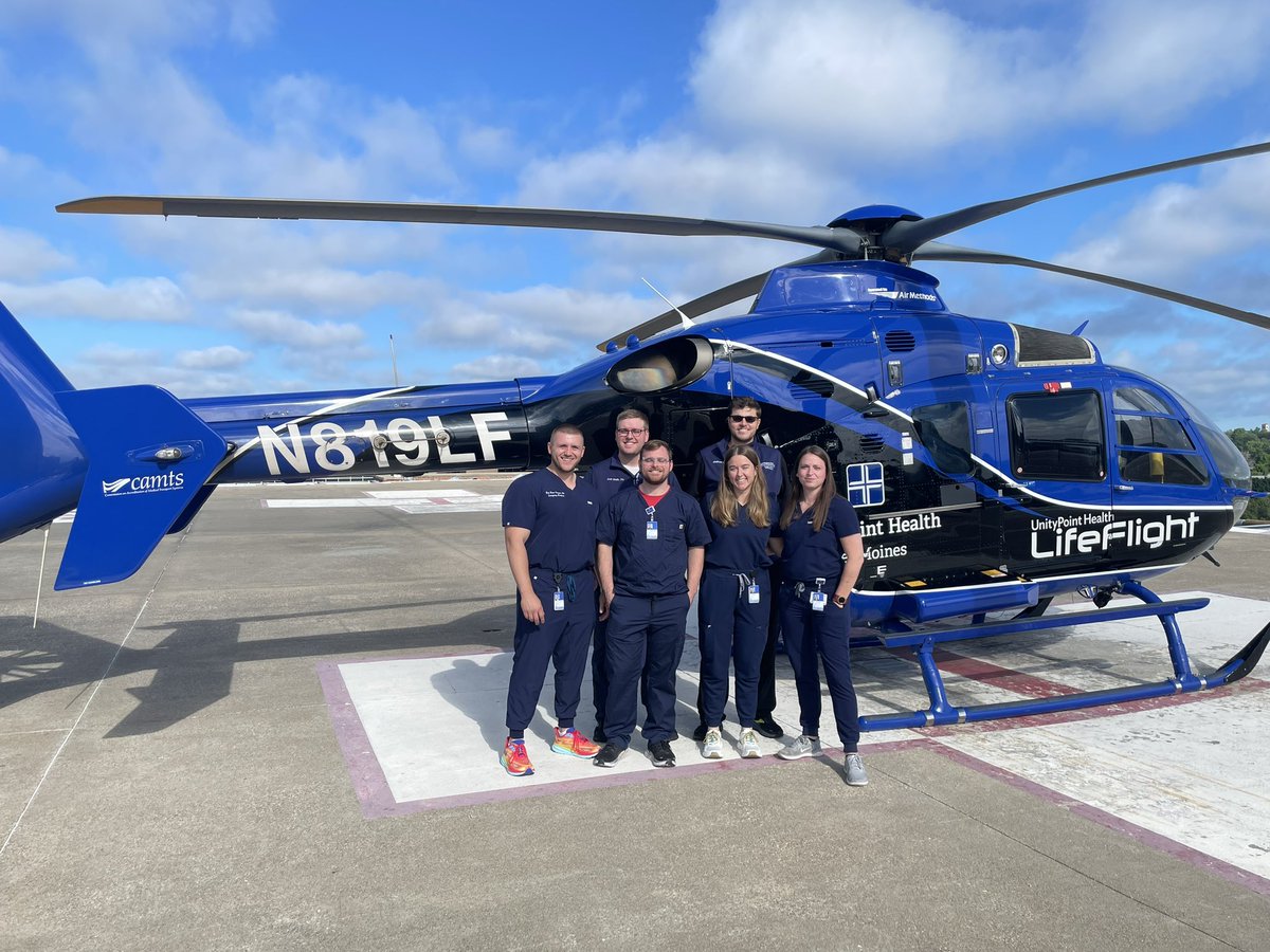 IMMCEMResident's tweet photo. Amazing day today with DSM LifeFlight. LifeFlight Bootcamp during the intern orientation month introduces our residents to HEMS operations and their elective involvement with the flight teams. https://t.co/b9vPAkBJuA