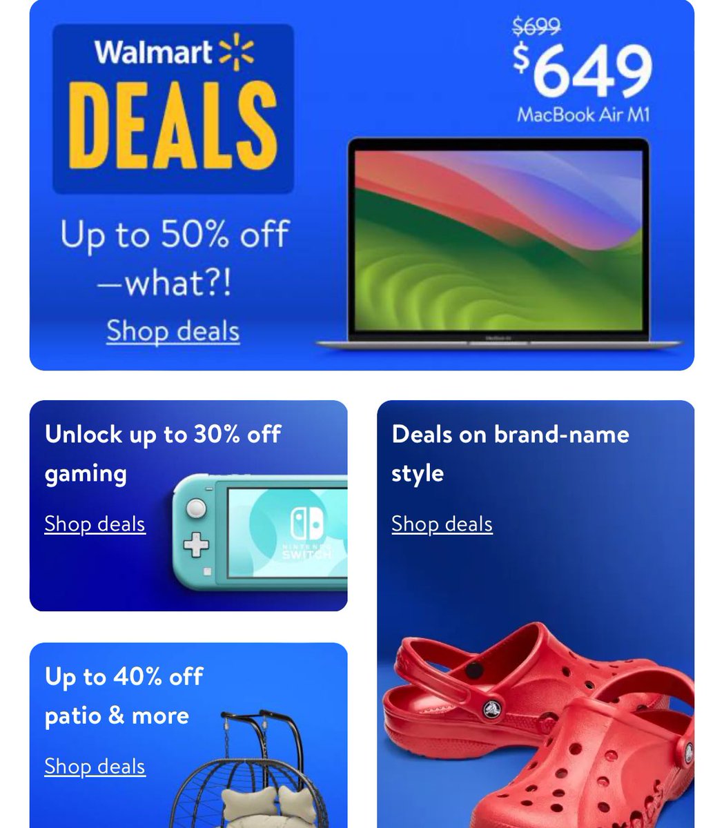 TYDealss's tweet image. WALMART DEALS ARE LIVE 👀 

Thanks to some healthy competition, us as the consumers, are benefiting from Walmart &amp;amp; Amazon going head to head!

Walmart Deals runs from today through Thursday, July 11 at 11:59pm ET

deals.tydealss.com/3WeLwzO