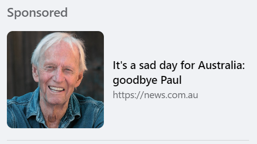 A blatantly fraudulent sponsored ad on <a href="/facebook/">Facebook</a> - taking you to a fake <a href="/newscomauHQ/">news.com.au</a> page. Surely if FB is taking money for this, it should share some sort of liability?