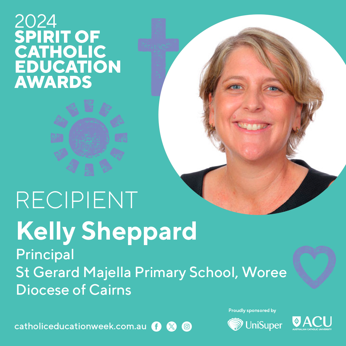 Congratulations to this year’s recipients of the Spirit of Catholic Education Awards including our very own Kelly Sheppard from St Gerard Majella School, Woree!

#SOCEAwards #CEWQld2024 #WorldClassEducation #CatholicEducationCairns #DiscovertheCatholicSchoolDifference