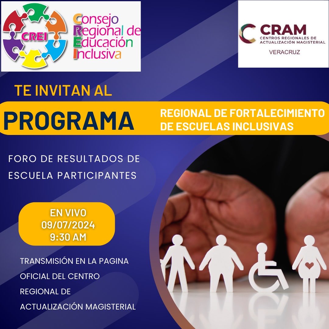 Mańana 9 de julio a las 9.30,resultados del Programa Regional de Fortalecimiento de Escuelas Inclusivas (PRFEI).Veracruz,Ver.