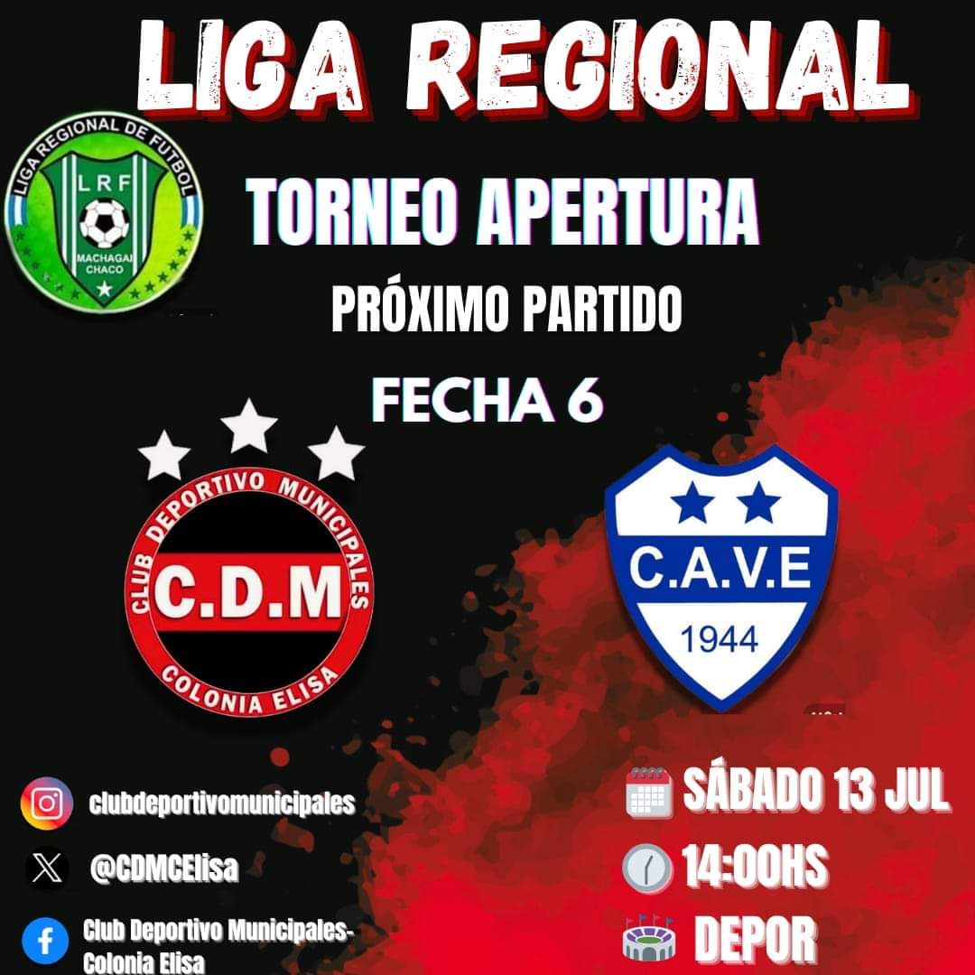 ➡️ TERCERA 

🕓 14:30

➡️ PRIMERA 

🕓 16:00

📅 Sabado 13/07

🆚 Villa Elena