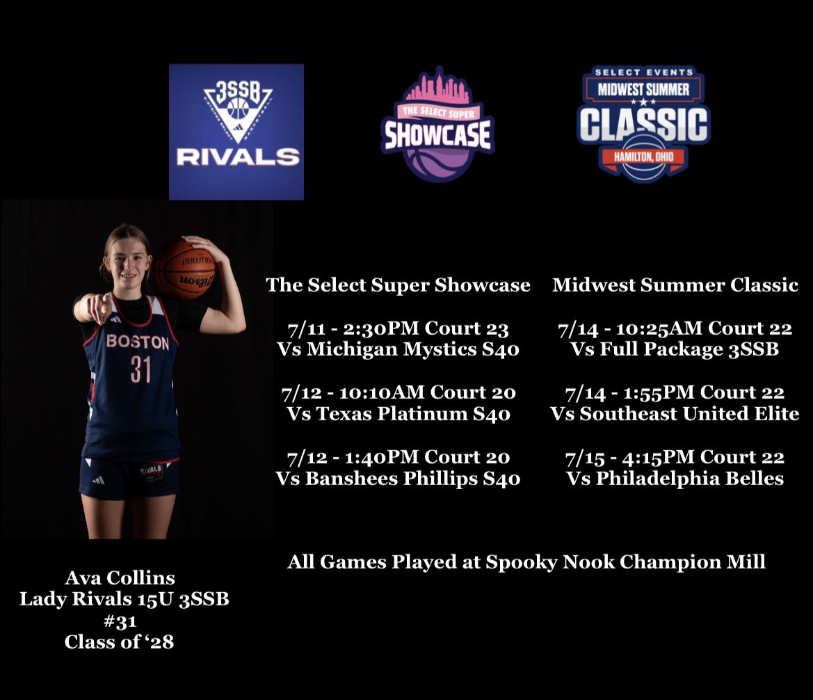 Ava Collins (@avacollins30) on Twitter photo Here’s my schedule for the upcoming weekend!
<a href="/LadyRivals/">Lady Rivals</a> <a href="/IAMCoachU1/">Ushearnda Rae</a> @RivalsCoachJM <a href="/Bedford_NH_GVBB/">Bedford (NH) Girls Basketball</a> Here’s my schedule for the upcoming weekend!
<a href="/LadyRivals/">Lady Rivals</a> <a href="/IAMCoachU1/">Ushearnda Rae</a> @RivalsCoachJM <a href="/Bedford_NH_GVBB/">Bedford (NH) Girls Basketball</a>