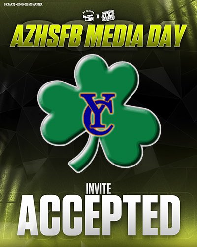 2023 4A runner-up Yuma Catholic will be in attendance at media day for the first-time ever! The Shamrocks have compiled a 44-6 record over the past 4 seasons with 3 appearances in 3A/4A title games while quietly producing D-I talent!

@football_yc 

🎨: <a href="/k7arts_az/">konnor m 🇵🇭</a>