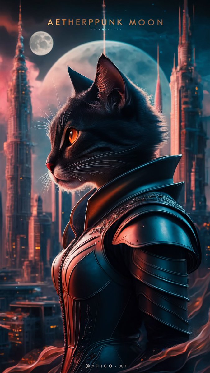 digo_a_i's tweet photo. Otherworldly warrior 🌕
.
.
.
#art #cats #moon #digitalart #artwork #fantasy #fantasia #aiartcommunity #aiart #animal #AIArtistCommunity #AIArtwork #arte #ArteDigital #ArtedeIA #gatos #arteia https://t.co/Mk1vbfxUI4