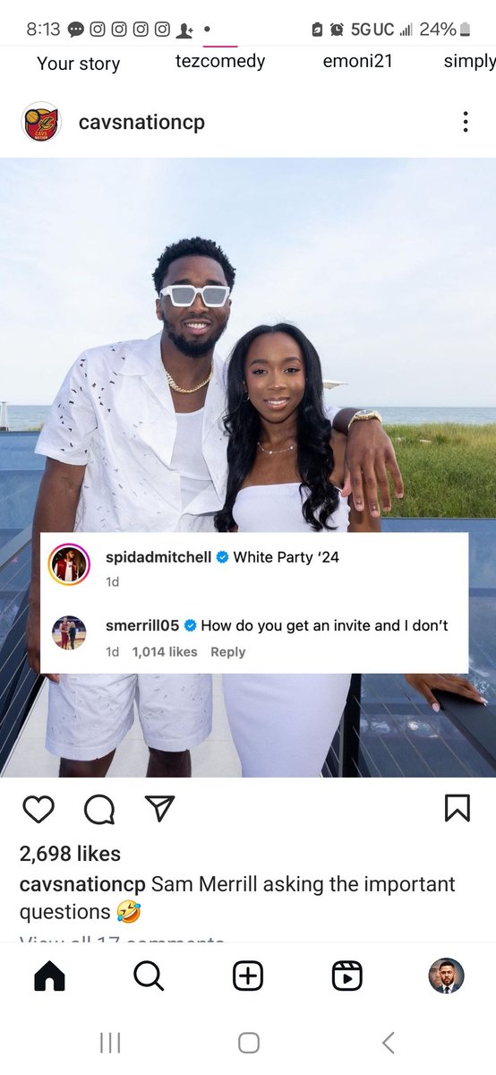 TheReaLBruCur's tweet photo. 🗣It's not that type of all white party SAM! 😁😂🤣#SamMerrill @spidadmitchell This was hilariously funny! #Letemknow #Cavs #NBA #ESPN https://t.co/CyMjzAkq4m