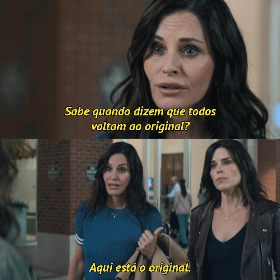 jlinzombie's tweet photo. Gale Weathers ensinando aos novatos que o ghostface pode até tirar umas férias em Nova York, mas tudo sempre volta ao original. https://t.co/FuqSJHLHm2