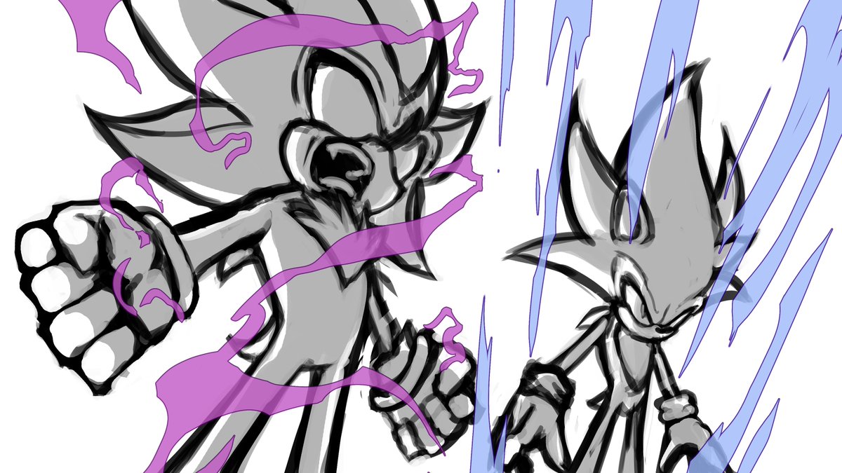 BoundlessVortex's tweet photo. randomly thought of drawing that one MUI / UE panel but with sonic / shadow, so here's a sketch for now https://t.co/u4SVRPF32J