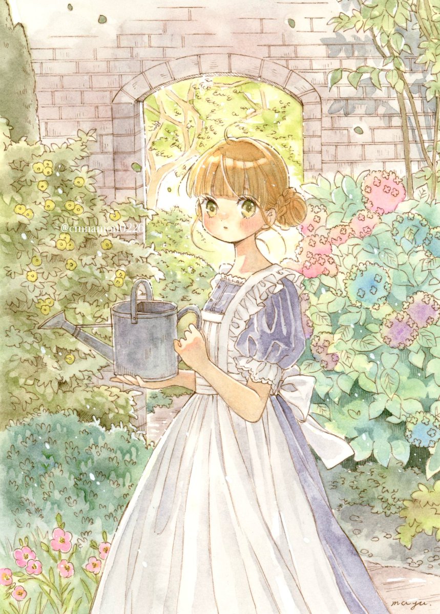cinnamon0226's tweet photo. 秘密の庭を育てる🌿

#アナログイラスト
#illustration https://t.co/RklGncCUTg