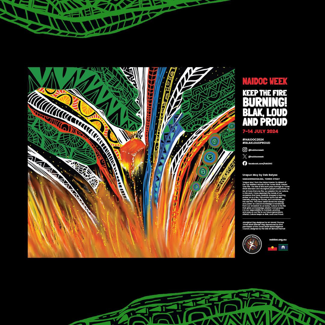 #NAIDOC2024 7-14 July uses the symbol of fire to honour the strength &amp; vitality of Australian First Nations culture &amp; history. Join an event or download resources: buff.ly/3xG4wxI 

Participation in activities can be logged as ALIA CPD hours.

 #NAIDOCWeek #BlakLoudProud