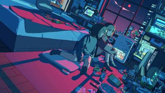ダレカノ日常さんの新曲「絶望日前夜」のMV、ジャケットイラスト描かせていただきました! ぜひ聴いてください↓ 