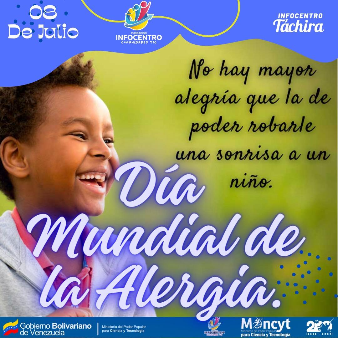 #EFEMÉRIDES #08Jul Día Mundial de la Alergia.  <a href="/BrigadasCHCH/">Brigadas comunicacionales Hugo Chávez</a> <a href="/InfocentroOce/">Infocentro_Vzla3</a> <a href="/Gabrielasjr/">Gabriela Jiménez</a> <a href="/LaRosaInfoVE/">LaRosaInfoVE</a> <a href="/Yeseg7/">Yescenia E. Granados M.</a>