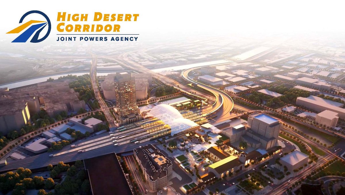 PalmdaleCity's tweet photo. 🚄 Changes are coming to Palmdale at high speeds! 🚄

High Desert Corridor Joint Powers Agency Board members and Union Labor representatives signed two landmark agreements for the High Desert Corridor High-Speed Rail Project today. 

The Community Workforce Agreement and a Memorandum of Understanding codify the project’s use of highly skilled union labor — an action that will create thousands of essential jobs required to construct, operate, and maintain the project. The HDC High Speed Rail Project is projected to generate $12B in economic activity for the Antelope Valley and the surrounding region. 

The project’s first phase will connect the Antelope Valley with Victor Valley in San Bernardino County, providing access to housing, jobs, entertainment and cultural opportunities across Southern California while reducing freeway congestion. Eventually, the corridor will connect Southern California to Northern California, Las Vegas, and beyond — positioning Palmdale as the premier transportation hub in the region. Progress is moving forward at 200 miles per hour! 🚅
