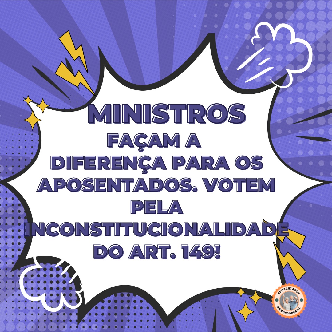 <a href="/CelsoGiannazi/">Celso Giannazi</a> Ministros do STF, os aposentados contam com sua sabedoria. Invalidem o art. 149 EC103/19 e protejam seus direitos.  <a href="/STF_oficial/">STF</a>
<a href="/gilmarmendes/">Gilmar Mendes</a>
<a href="/LRobertoBarroso/">Luís Roberto Barroso</a>
<a href="/alexandre/">Alexandre de Moraes</a>
👇
Justiça Já
#AposentadoriaJusta