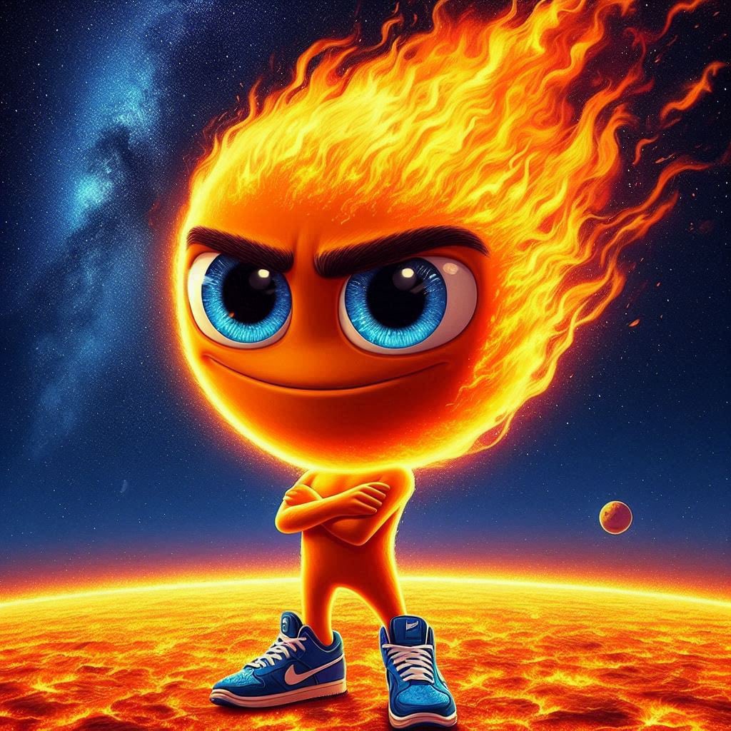 BasedBurnie's tweet photo. Who else do you know, who can stand on the sun? $burn #iamfire #basedburnie #nike #NikeSportswear https://t.co/OvxyrTK0pH