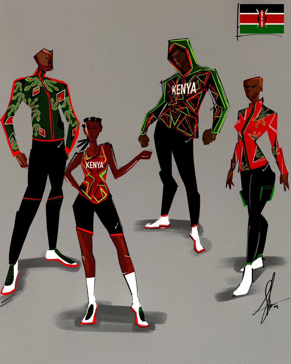 ed_wainaina's tweet photo. My inspiration was making our athletes look like a badass supa team ready to thrash everyone . 
#Olympics2024  #RutoMustGo https://t.co/Cy0yq5EgdL