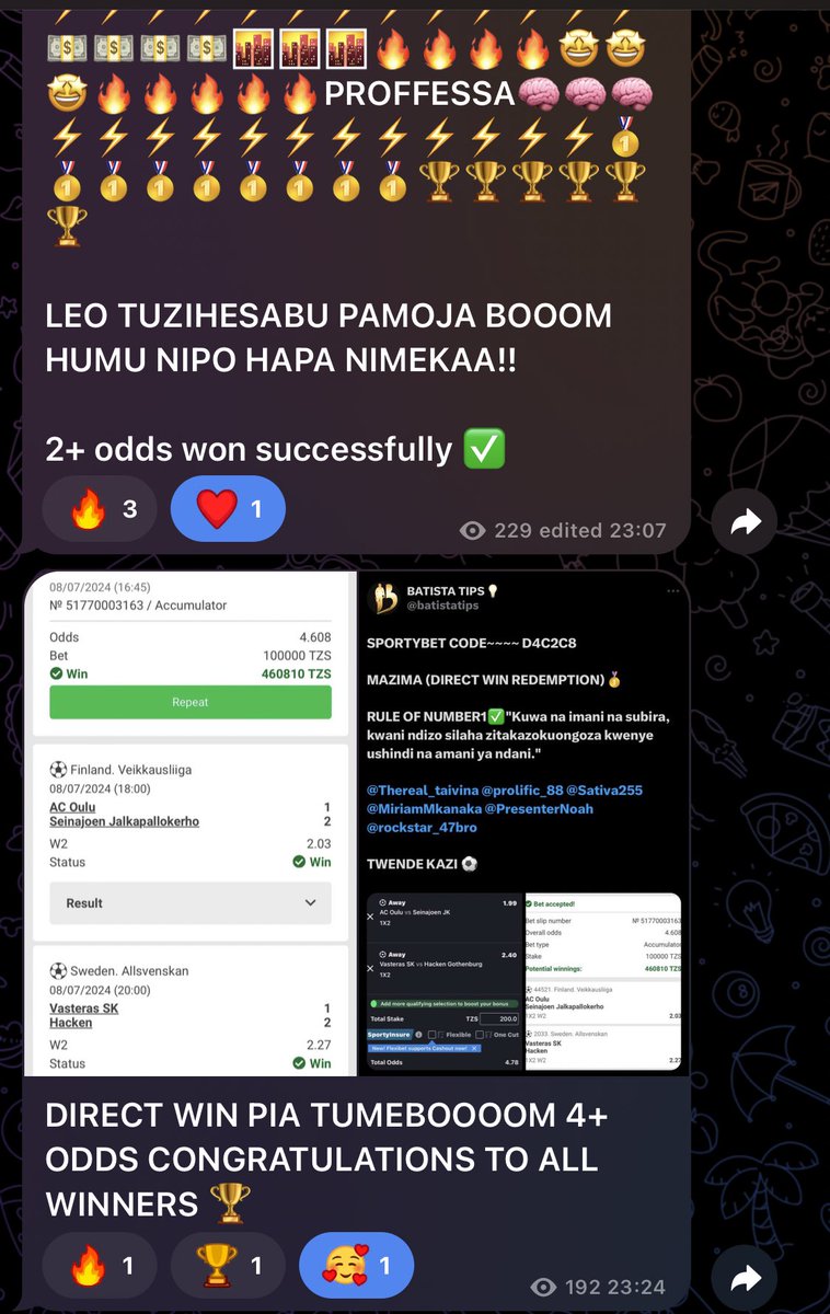 batistatips's tweet photo. NIPO KWENYE UCHAMBUZI ILI WANAONIAMINI WASIFE NJAA NA HUWA SILALI KWAAJILI YA MTAA!

KAMA UPO MACHO NA UNAONA HII BASI WEWE UNA BAHATI SANA MAANA KAMA UNAHITAJI MSAADA KWENYE BETTING NAWEKA NAMBA ZA UPAKO

☎️VVIP ~ 0621026907 | WhatsApp|

WEKA HANDLE YAKO MUWEKEZAJI ~REPOST HII✅ https://t.co/0tYYwhKT0d