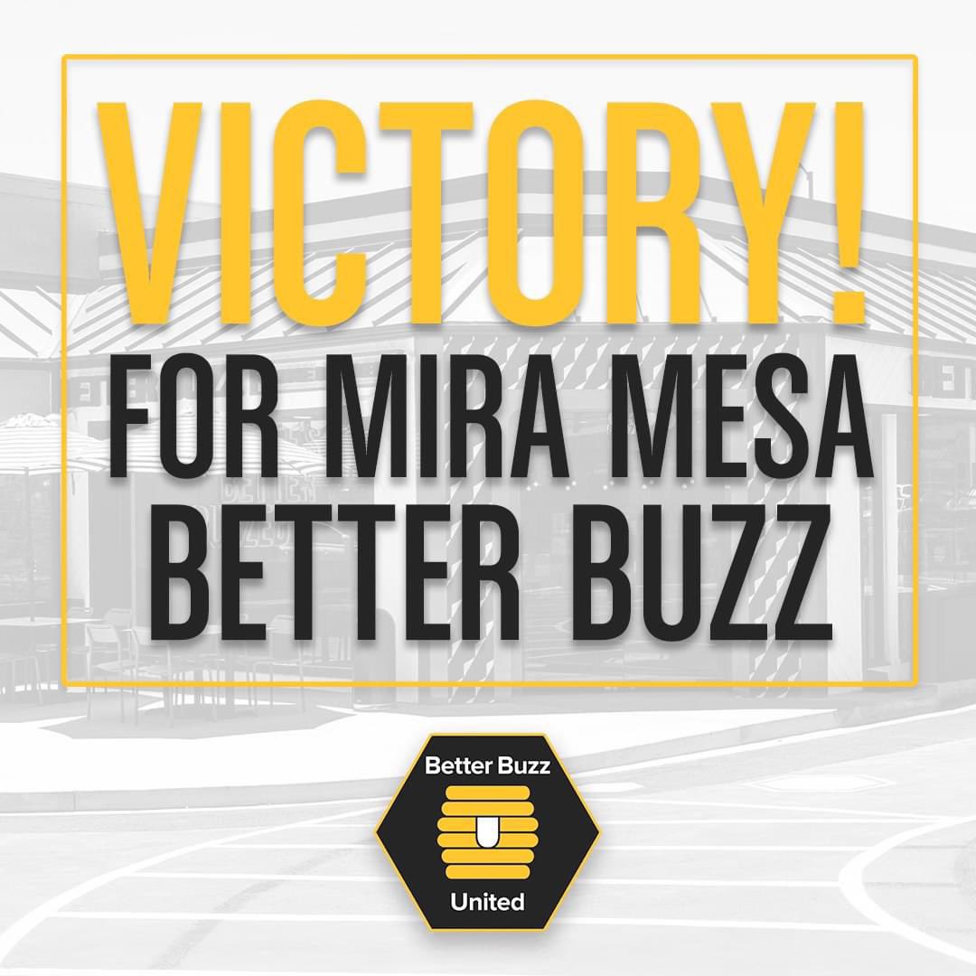 UFCW135's tweet image. Employees at Better Buzz Coffee's Mira Mesa location have voted overwhelmingly to join UFCW Local 135! 

This is the second set of Better Buzz workers to affirm their right to unionize. Workers at the Hillcrest shop voted in late May to join.

#JoinTheSwarm #LifesBetterUnionized
