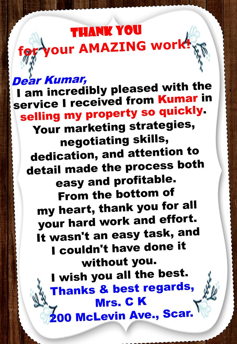 kumarhomes's tweet photo. One of the Recent 5 ⭐️⭐️⭐️⭐️⭐️Review 
that I got
from my Seller client!
If you are thinking about Selling your House JUST Contact
Kumar Selvaratnam, Sales Representative
RE/MAX Platinum Club award &amp;
"HALL OF FAME" Award Winner
Dir: 416-464-7228
Email: luckykumar640@gmail.com https://t.co/mLTrMVSalm