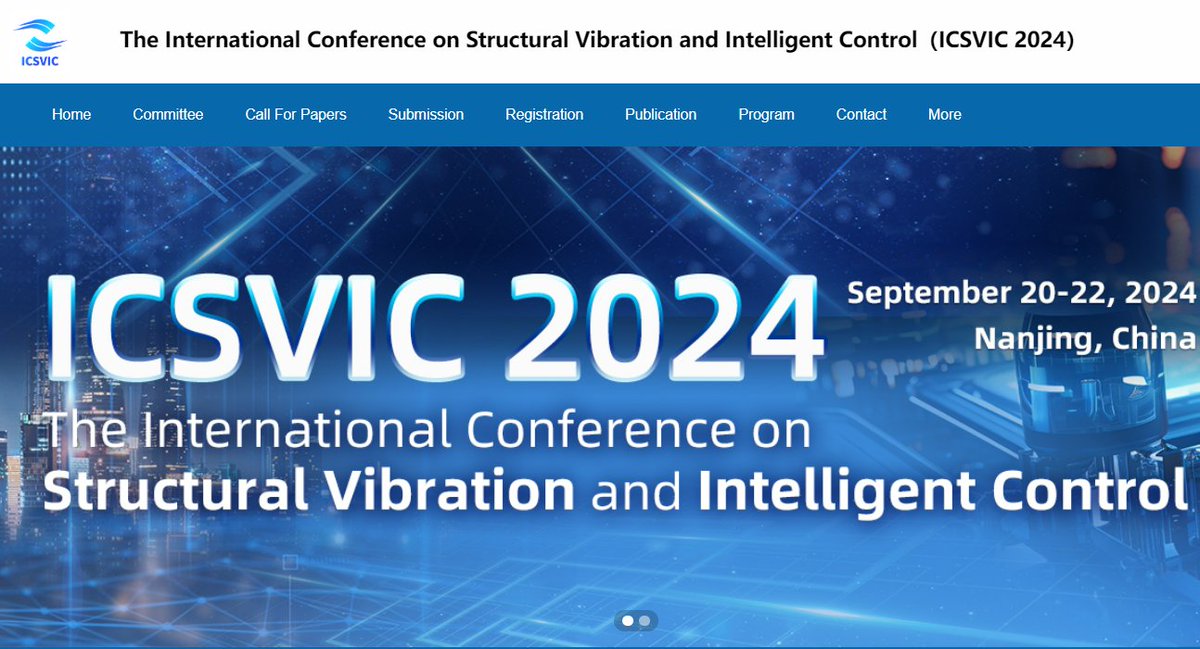 AiScholar01's tweet image. The International Conference on Structural Vibration and Intelligent Control(ICSVIC 2024) will be held on September 20-22, 2024 in Nanjing, China.
For More Details please visit:
ais.cn/u/mUfUry
#internationalconference #StructuralVibration #IntelligentControl