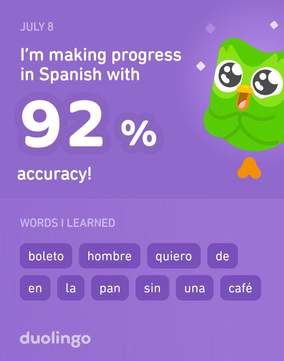 Tanana44's tweet photo. I’m learning Spanish on Duolingo! It’s free, fun, and effective. https://t.co/L9xUlWvRuO