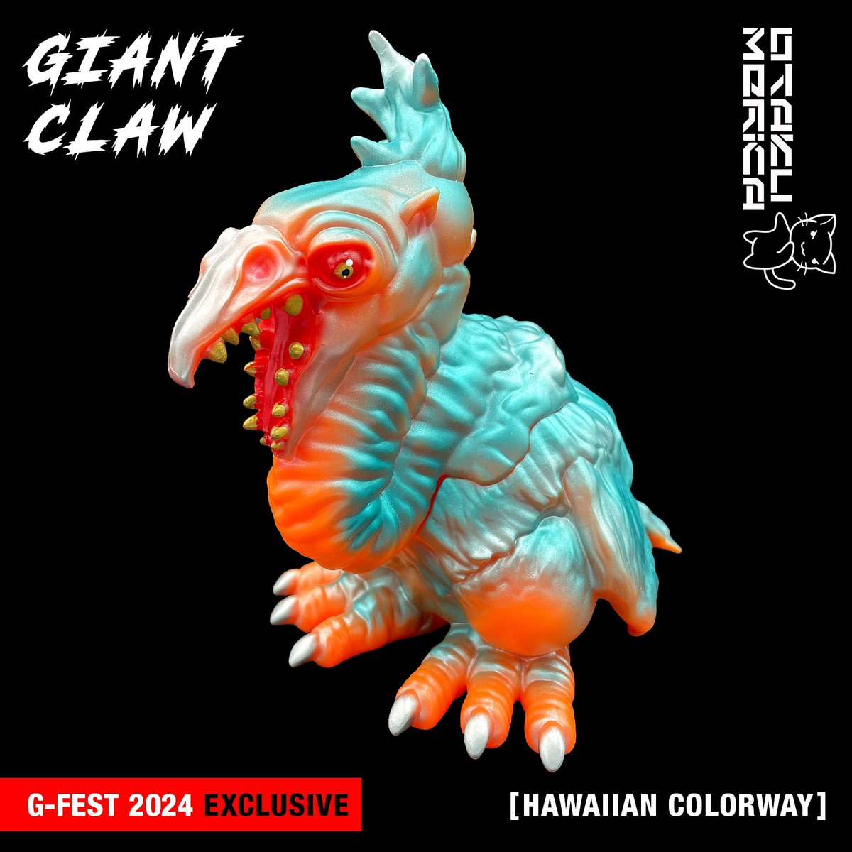 otakumerica's tweet photo. @followers Otakumerica Exclusive: The Giant Claw (Hawaiian Colorway) - 1 more color reveal to go!
Available exclusively at #gfest 2024 at the @otakumerica booth! Limited quantities! Stop by in-person to check these out as well as our other awesome toys! Details at https://t.co/9pcgXvDyyc (link in bio) ✌️

Specs:
- Stands 6” tall
- Available in 3 awesome colors
- Priced at $75 each
- Painted by @deathrattlefx 
- Sculpted by @hop_toys
- Officially licensed 

#otakumerica #kaijudays #gfest2024 #godzilla #sofubi #sofvi #sofubiforsale #kaiju #kaijumonster #50sscifi  #giantmonsters
