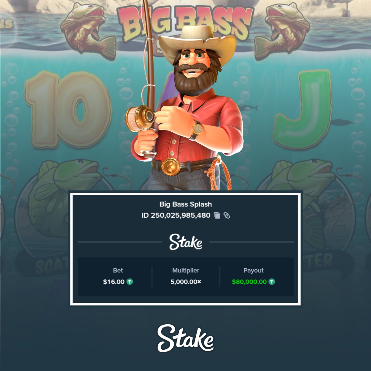 Stake's tweet photo. Big catch! 🎣

This bettor reeled in a big multi on Big Bass Splash to turn $16 into $80k! 🤑 https://t.co/zpHJJvywIS