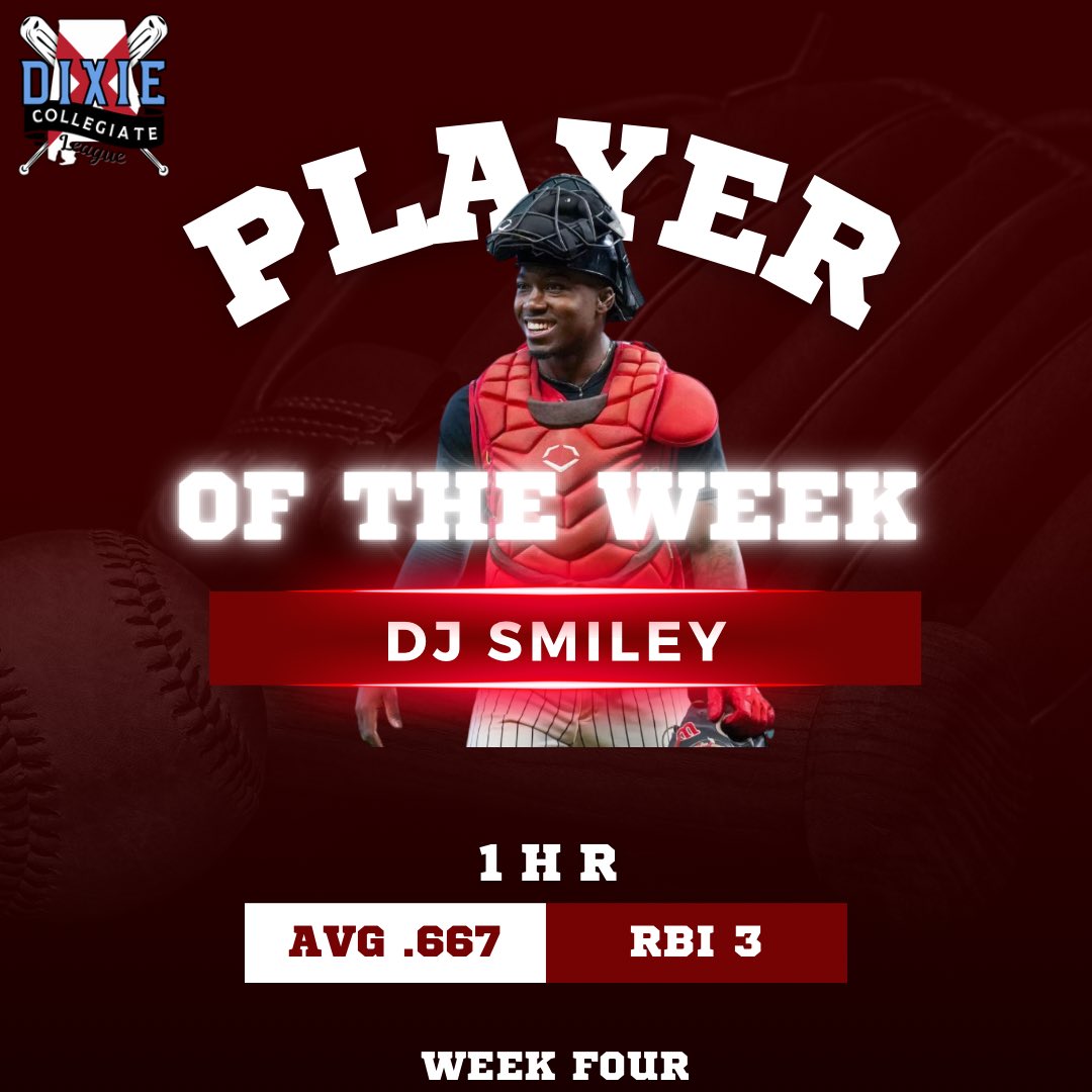 dixieclbaseball's tweet photo. Congratulations to DJ Smiley (@DemarckusSmiley) of @BamaStateBB on winning Week 4 Player of the Week! https://t.co/abcyl4ACMh
