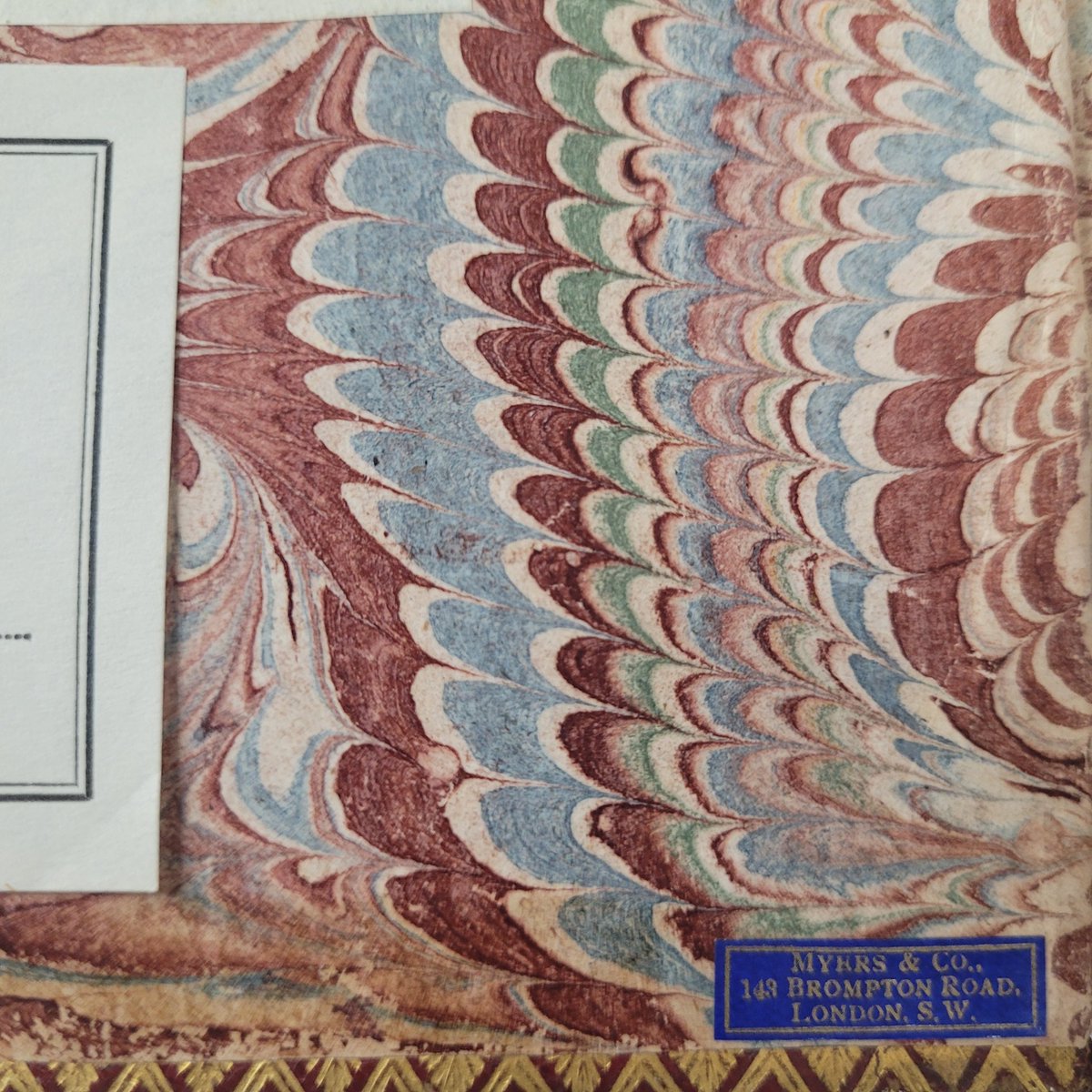 jordan_library's tweet photo. #MarbledEndpapers with a bonus #BooksellersTicket from a copy of Virgil's Bucolica et Georgica. #MarbledPaper #MarbledMonday https://t.co/zfViYRmbJx