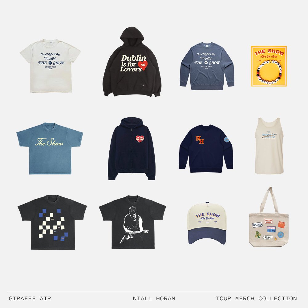 giraffeair's tweet photo. Full tour merch collection designed for Niall Horan.

shop now on https://t.co/LobT7bqQAj https://t.co/bQGEy45B7b