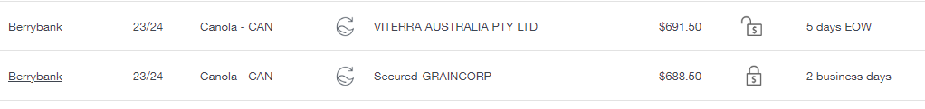 GrainWealth's tweet photo. GrainCorp and LDC pulling old crop Canola prices back $20/mt this morning off the pack of weaker EU market 🙄. https://t.co/a3b5uL3xst