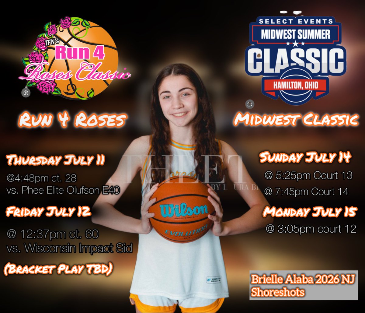 Brielle Alaba (@briellealaba) on Twitter photo I can’t wait to get back out and compete this July!! Here is my schedule for Run 4 Roses in Kentucky and Midwest Classic in Ohio!! Please come check us out🧡🩵
<a href="/TinyGreenNBS/">Coach Tiny Green</a>
@Shoreshots2026
<a href="/LadyChiefsBskt/">LadyChiefsBasketball</a>
<a href="/uracoach/">Ron Powell</a>
<a href="/JohnMcF88231073/">John McFadden</a> I can’t wait to get back out and compete this July!! Here is my schedule for Run 4 Roses in Kentucky and Midwest Classic in Ohio!! Please come check us out🧡🩵
<a href="/TinyGreenNBS/">Coach Tiny Green</a>
@Shoreshots2026
<a href="/LadyChiefsBskt/">LadyChiefsBasketball</a>
<a href="/uracoach/">Ron Powell</a>
<a href="/JohnMcF88231073/">John McFadden</a>