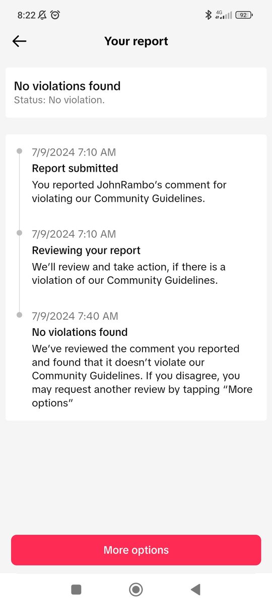 Stay classy TikTok reporting system.