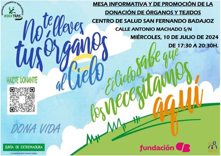asextras's tweet photo. Mañana estaremos en el Centro de Salud San Fernando en Badajoz, en horario de 17:30 a 20:30h
¡Os esperamos!💪
Podemos Salvar muchas Vidas, cuando la nuestra haya terminado. No te lo pienses, ¡Hazte donante!🫀👁️🫁🦴🩷
#donatusorganos #salvavidas #mesainformativa #sensibilización https://t.co/50yT8ZsZ0m