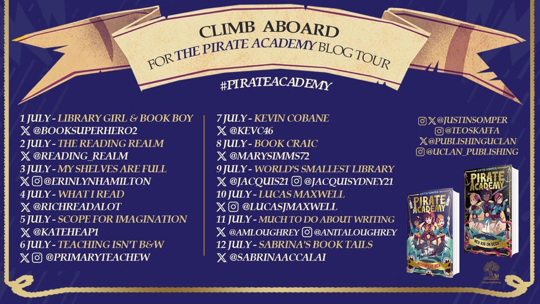 jacquiS21's tweet photo. It’s my stop on the #PirateAcademy: #MissingAtSea blog tour and I’m delighted to welcome author @JustinSomper to my blog to share a post on how he approaches the writing process. @gray_books @publishinguclan 🏴‍☠️

https://t.co/UCpMyn78TZ https://t.co/95FQ1jWouB