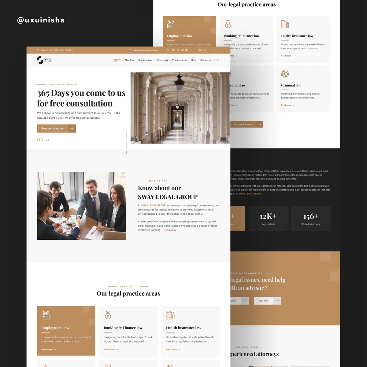uxuinisha's tweet photo. Excited to share Sway Legal Group's new look🎉
Do you guys like it? Share your opinion 👇💭
Contact me :
Email-id : uxuinisha@gmail.com
#redesignwebsite #swaylegacy #lawwebsite #uiux #fresh #uxuinisha #designwithpurpose https://t.co/vCwfaVa1xh
