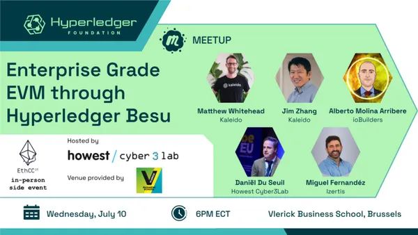 Alastria_'s tweet photo. Mañana 10 de julio, @miguelcalero @IZERTIS y miembro de la junta directiva de #Alastria, compartirá la experiencia de la #redB, en el side event que #Hyperledger Belgium Meetup ha organizado durante EthCC, centrado en soluciones EVM de nivel empresarial con @HyperledgerBesu. https://t.co/2ho8fywY6S