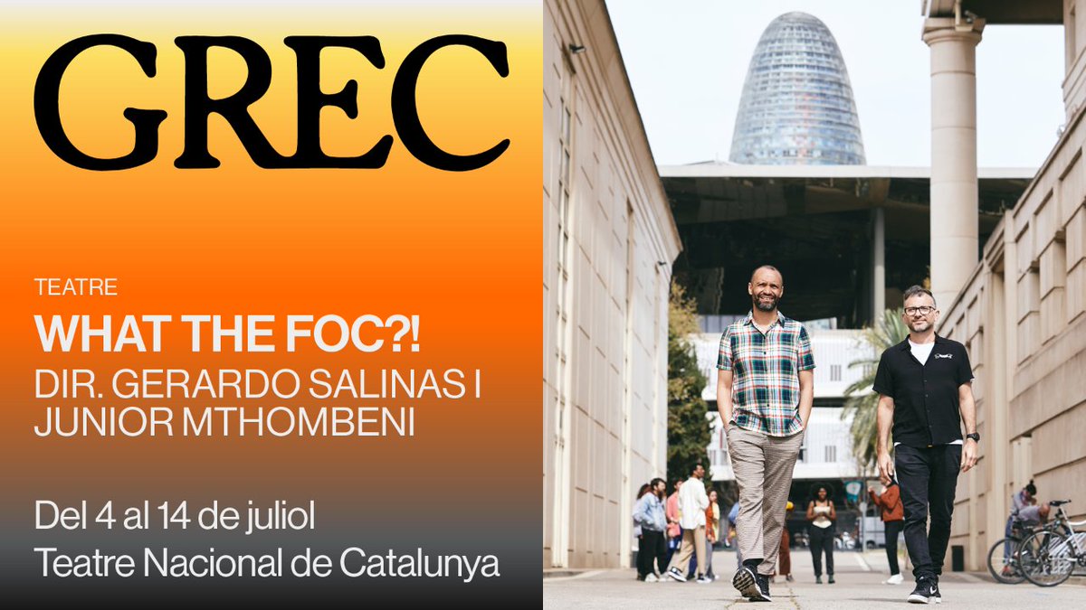 <a href="/teatrenacional/">TNC</a> 🏙'What the foc?!' de Gerado Salinas i Junior Mthombeni és una creació multidisciplinària i multilingüe nascuda de la col·laboració entre el TNC i el <a href="/KVSbrussels/">KVS</a> que busca establir un diàleg entre l’art i Barcelona.

📆Del 4 al 14/7
📍 <a href="/teatrenacional/">TNC</a>

🎟 barcelona.cat/grec/ca/espect…