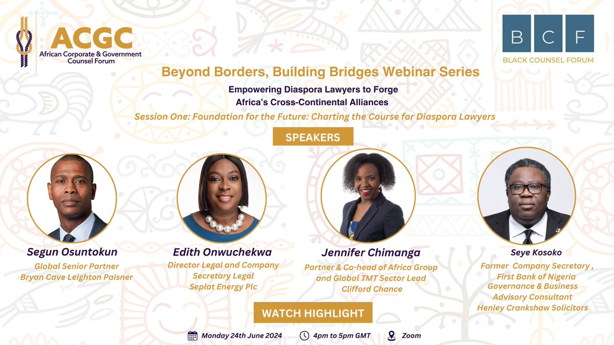 african_inhouse's tweet photo. 🌍 "Your African-ness is your superpower." These powerful words set the tone for the first session of our webinar series, "Charting the Course for Diaspora Lawyers" in partnership with @blackcounselBCF. 

You can re-watch the full webinar here: https://t.co/CB9AO1XPFX

#ACGC https://t.co/DzkKl5VGQq