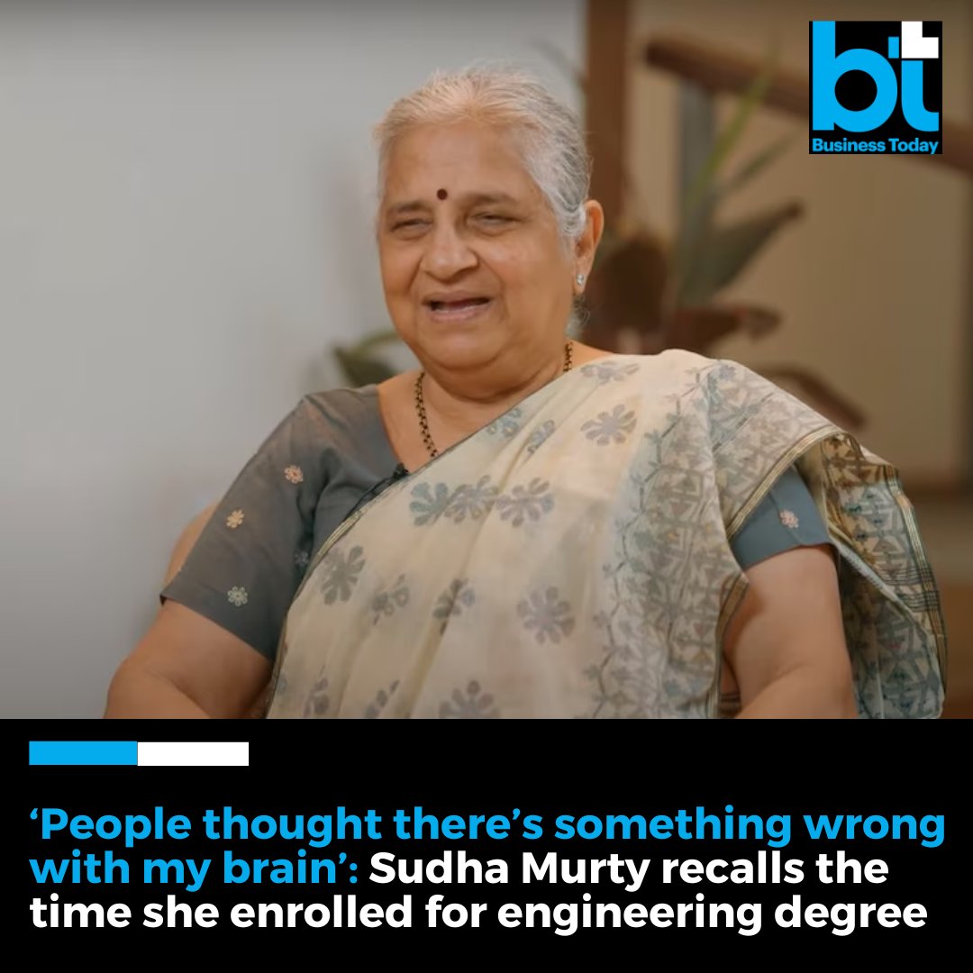 business_today's tweet photo. When #SudhaMurty, educator, author, philanthropist, and now #RajyaSabha MP, made up her mind to pursue a degree in #engineering, it was a thing unheard of for a woman.
➡️ An amused #Murty recalled that some even thought there was something wrong with her. At best, many tried to talk her out of it, because women with engineering degrees were unlikely to find a prospective husband.
Read More 👉 https://t.co/YM78xMwrD1
✍️ @subloltern