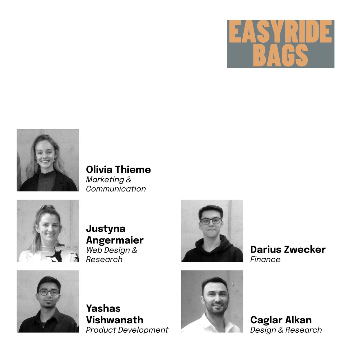 Meet EasyRide Bags!
Their solution helps cyclists ride with confidence addressing the issue of stability. 
Not only does it help with stability but the bags can simultaneously be used to carry groceries! 
The Team: Yashas, Olivia, Caglar, Justyna, Darius!
<a href="/EUErasmusPlus/">Erasmus+</a>