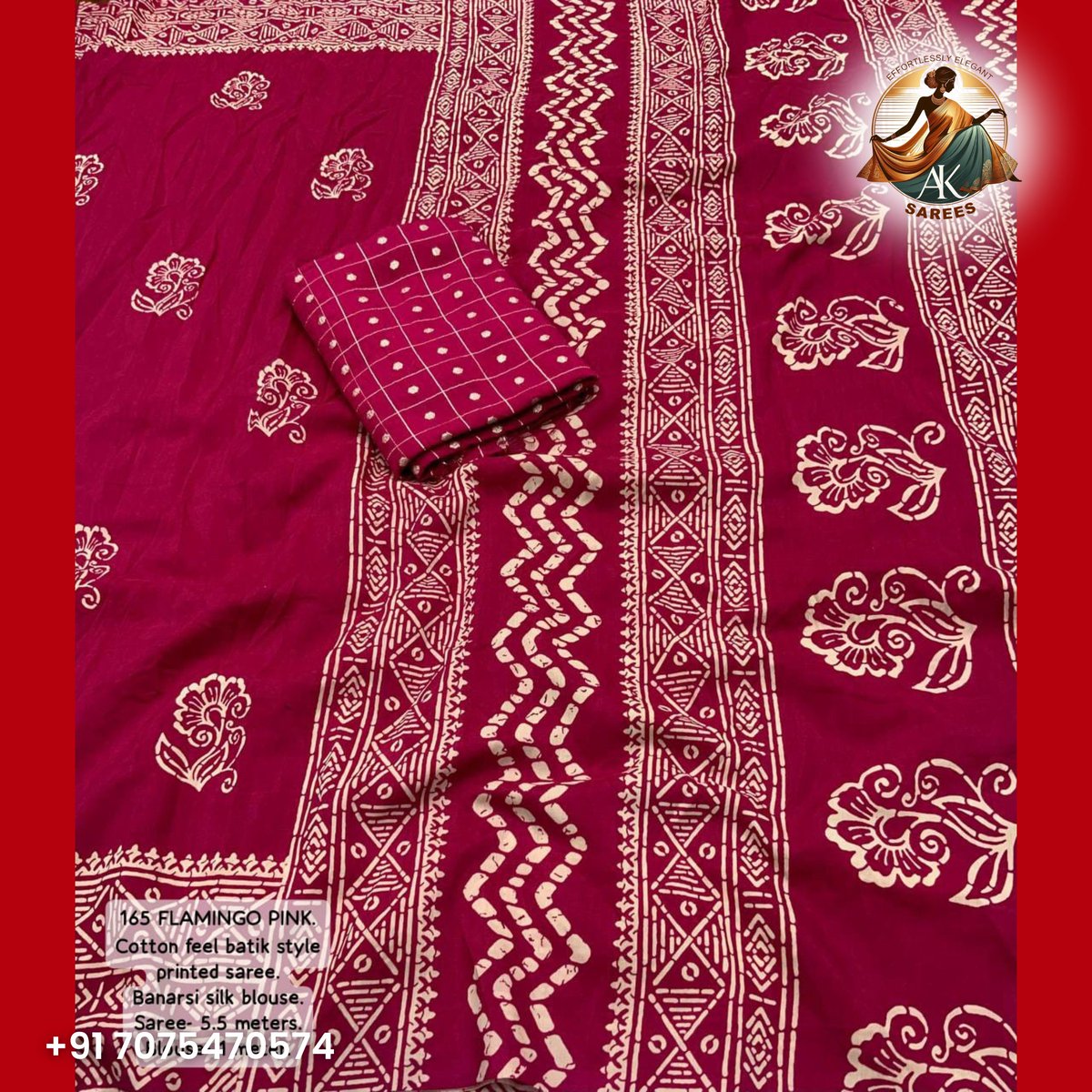 aksarees123's tweet photo. Embrace the charm of our new Soft Cotton Feel Batik Style Printed Saree. Paired with a perfectly matched tie and dye Banarasi silk blouse. Top trusted quality! 🌼✨

#BatikSaree #CottonFeel #EthnicWear #IndianFashion #SareeLove #BanarasiBlouse #ElegantStyle #AffordableFashion https://t.co/2CdIJIVwrS