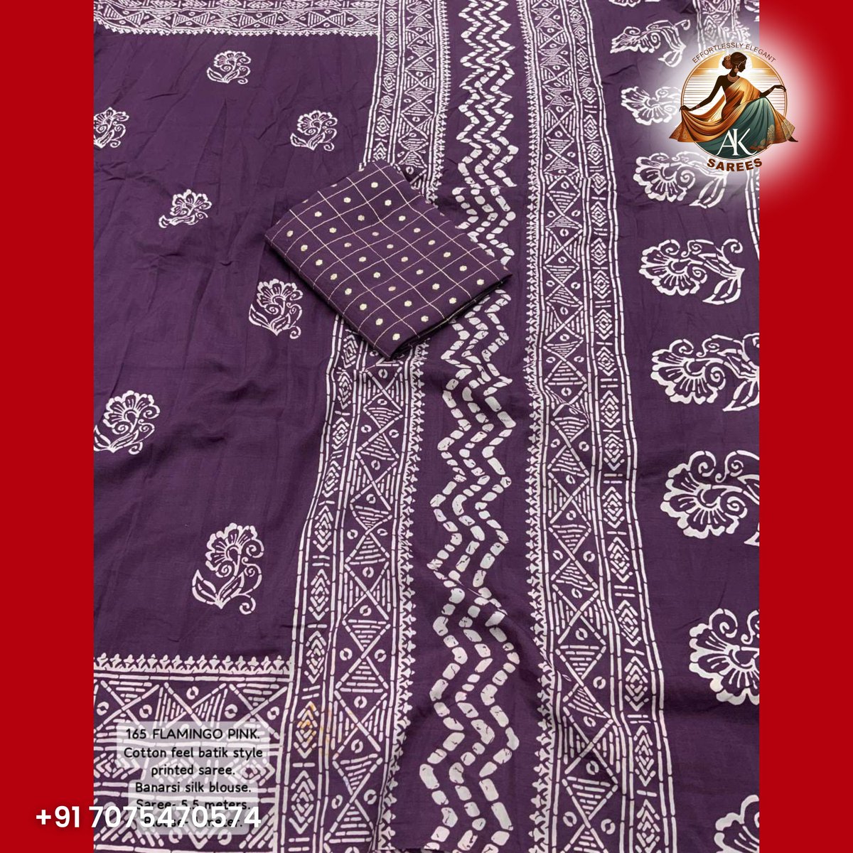 aksarees123's tweet photo. Embrace the charm of our new Soft Cotton Feel Batik Style Printed Saree. Paired with a perfectly matched tie and dye Banarasi silk blouse. Top trusted quality! 🌼✨

#BatikSaree #CottonFeel #EthnicWear #IndianFashion #SareeLove #BanarasiBlouse #ElegantStyle #AffordableFashion https://t.co/2CdIJIVwrS