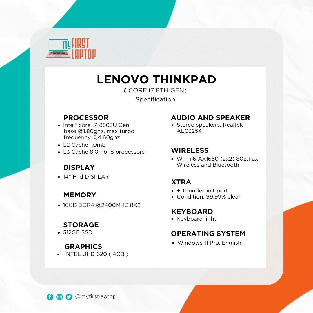 myfirstlaptop's tweet photo. The Lenovo ThinkPad T490 is a total game-changer! Fly through any task with its powerful components:
✅ 8th Gen Intel Core i7 processor
✅ 16GB of fast DDR4 RAM
✅ 512GB SSD to power through your work
GH₵ 4, 500
DM us today to place your order today! 🔥
#MyFirstLaptop
1/2 https://t.co/h00FPOgKab