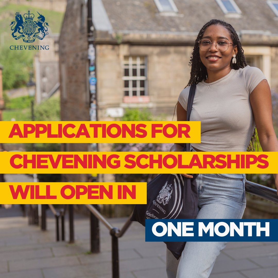 HigherEduGovZA's tweet photo. Applications for Chevening Scholarships for the 2025/2026 academic year will open on the 6th of August 2024🇬🇧

#IAmChevening #MyCheveningJourney #UKStudy https://t.co/iniiX2qmlv