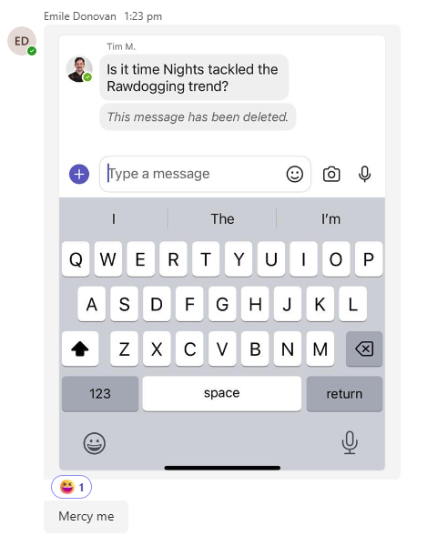 rnz_tim's tweet photo. When you forget some important context in the group work chat. Sorry @emiledonovan! Listen to Nights to discover the context. https://t.co/hESslxF0F3