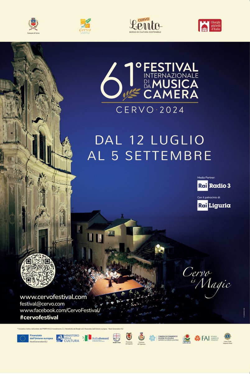 Cervo Festival (@cervofestival) on Twitter photo ๐ฒ๐ญยฐ ๐๐๐ฆ๐ง๐๐ฉ๐๐ ๐๐ ๐ ๐จ๐ฆ๐๐๐ ๐๐ ๐๐๐ ๐๐ฅ๐ ๐๐ ๐๐๐ฅ๐ฉ๐ข ๐ฎ๐ฌ๐ฎ๐ฐ
๐
๐ญ๐ฎ ๐น๐๐ด๐น๐ถ๐ผ - ๐ฑ ๐๐ฒ๐๐๐ฒ๐บ๐ฏ๐ฟ๐ฒ
โ๏ธ ๐ฆ๐ฐ๐ผ๐ฝ๐ฟ๐ถ il Festival:
bit.ly/CervoFestival2โฆ
bit.ly/ProgrammaCervoโฆ
<a href="/RegLiguria/">Regione Liguria</a>
<a href="/MiC_Italia/">Ministero della Cultura</a>
<a href="/CCIAARIVLIG/">CCIAA RIVLIG</a>
<a href="/ClubTenco/">Club Tenco</a>
<a href="/borgatedalvivo/">Borgate dal Vivo</a> ๐ฒ๐ญยฐ ๐๐๐ฆ๐ง๐๐ฉ๐๐ ๐๐ ๐ ๐จ๐ฆ๐๐๐ ๐๐ ๐๐๐ ๐๐ฅ๐ ๐๐ ๐๐๐ฅ๐ฉ๐ข ๐ฎ๐ฌ๐ฎ๐ฐ
๐
๐ญ๐ฎ ๐น๐๐ด๐น๐ถ๐ผ - ๐ฑ ๐๐ฒ๐๐๐ฒ๐บ๐ฏ๐ฟ๐ฒ
โ๏ธ ๐ฆ๐ฐ๐ผ๐ฝ๐ฟ๐ถ il Festival:
bit.ly/CervoFestival2โฆ
bit.ly/ProgrammaCervoโฆ
<a href="/RegLiguria/">Regione Liguria</a>
<a href="/MiC_Italia/">Ministero della Cultura</a>
<a href="/CCIAARIVLIG/">CCIAA RIVLIG</a>
<a href="/ClubTenco/">Club Tenco</a>
<a href="/borgatedalvivo/">Borgate dal Vivo</a>