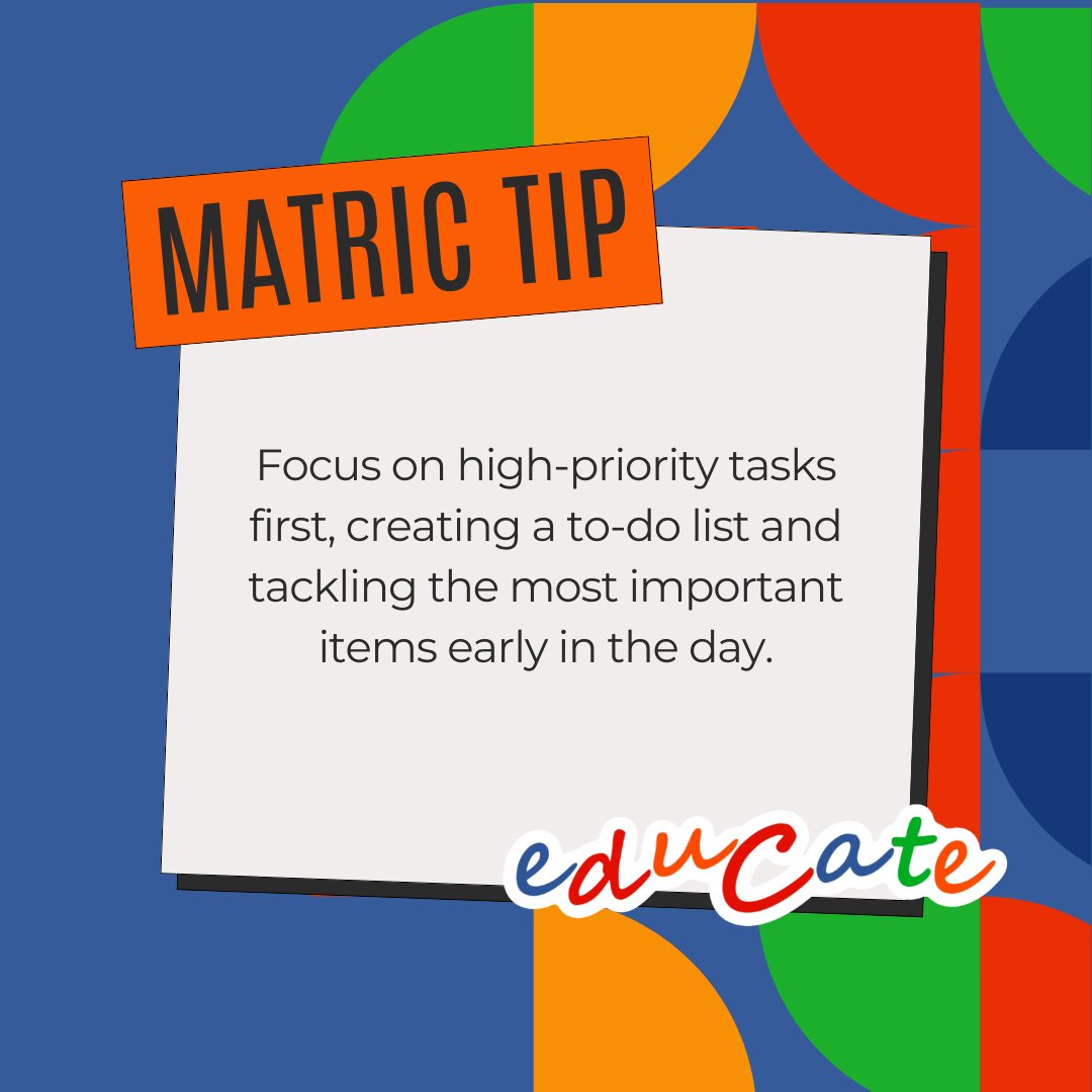 This could be reviewing those tricky Maths concepts  or diving deep into a complex Physical Science experiment .  

Prioritise high-impact items early when your energy is high.  ✅

By conquering those big tasks first, you'll gain a sense of accomplishment and free up mental  ...